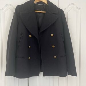 Banana Republic Black Pea Coat with Gold Buttons